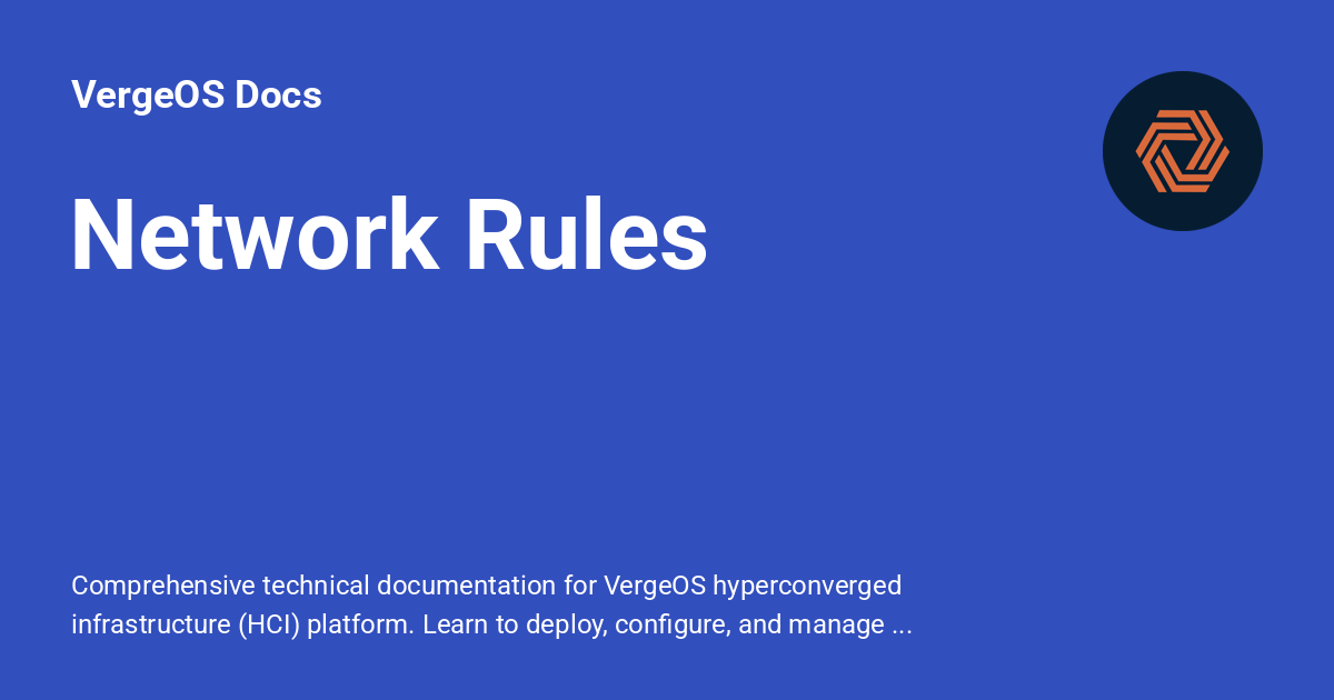 Network Rules - VergeOS Docs