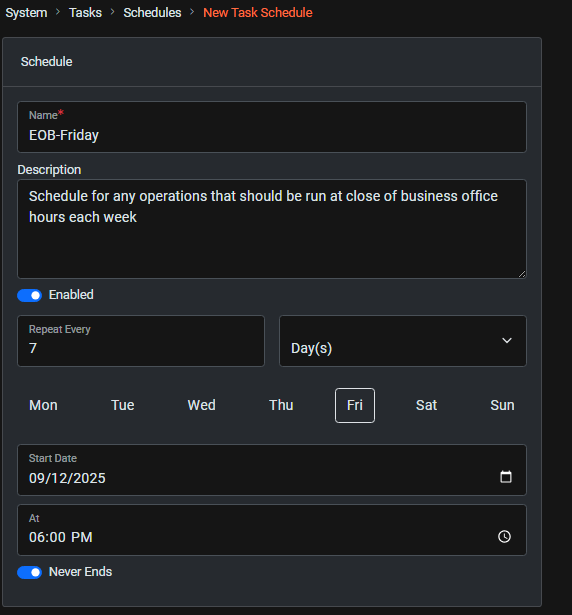 Schedule COB - Dark Mode