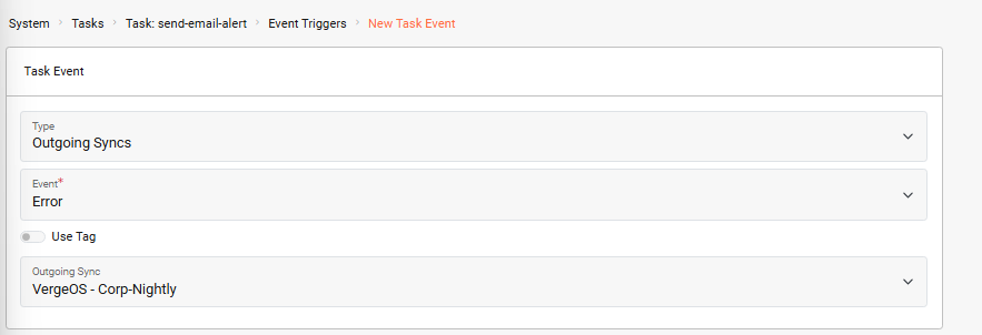 Assign Event Trigger to Email Task - Light Mode