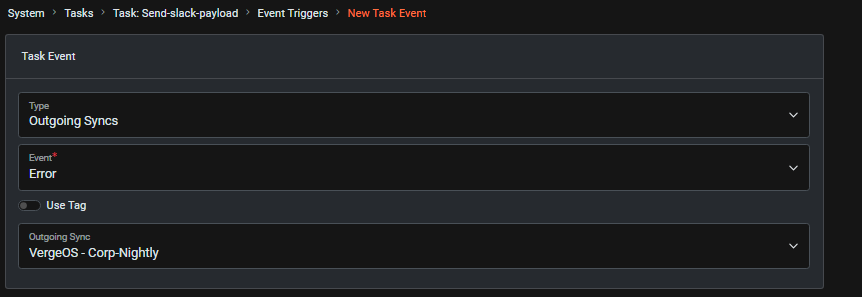 Assign Event Trigger to Slack Task- Dark Mode