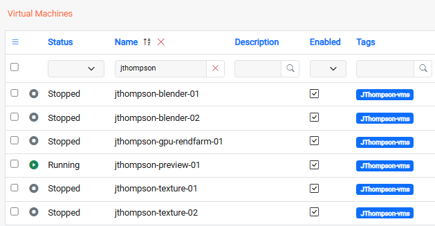 VMs with tag - Light Mode