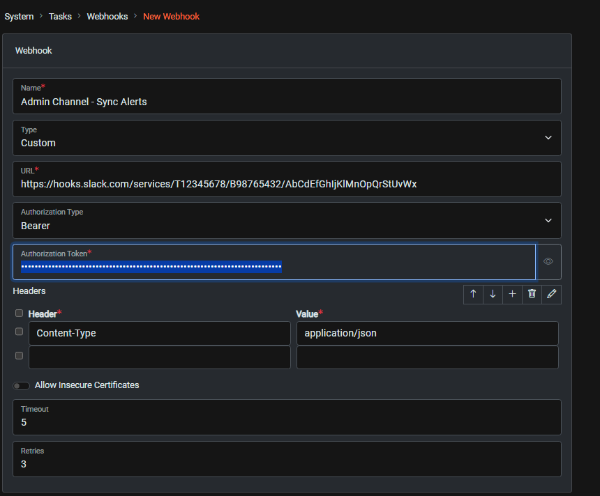 Create webhook - Dark Mode